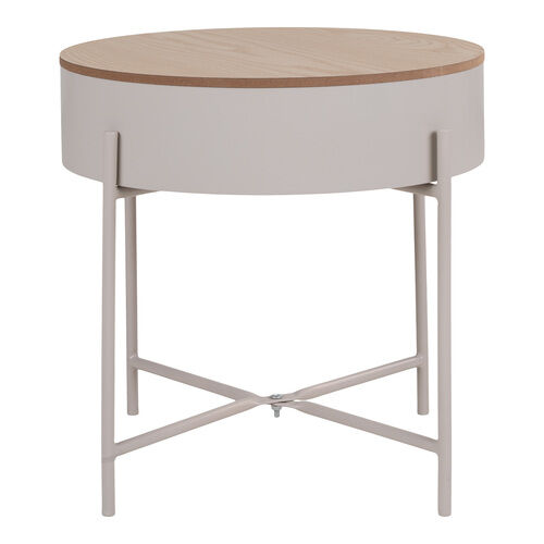 Sisco Hjørnebord - Hjørnebord i beige-lysegrå pulverlakeret stål, Ø40x40 cm