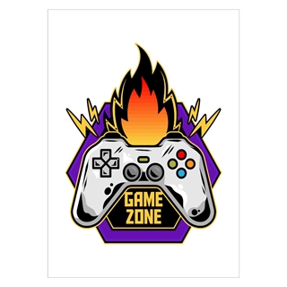 Plakat - Game Zone med flammer