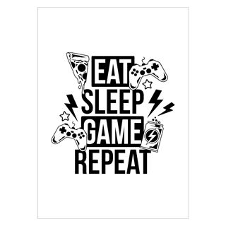 Plakat - Eat - sleep - game - repeat 2 farveskift
