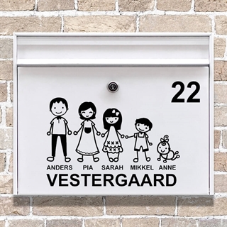 Postkasse stickers med den lykkelige familie figurer