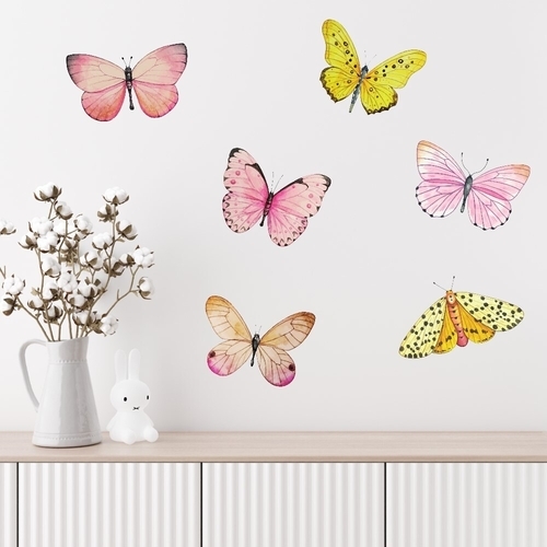 Smukkeste Akvarel sommerfugle som wallstickers